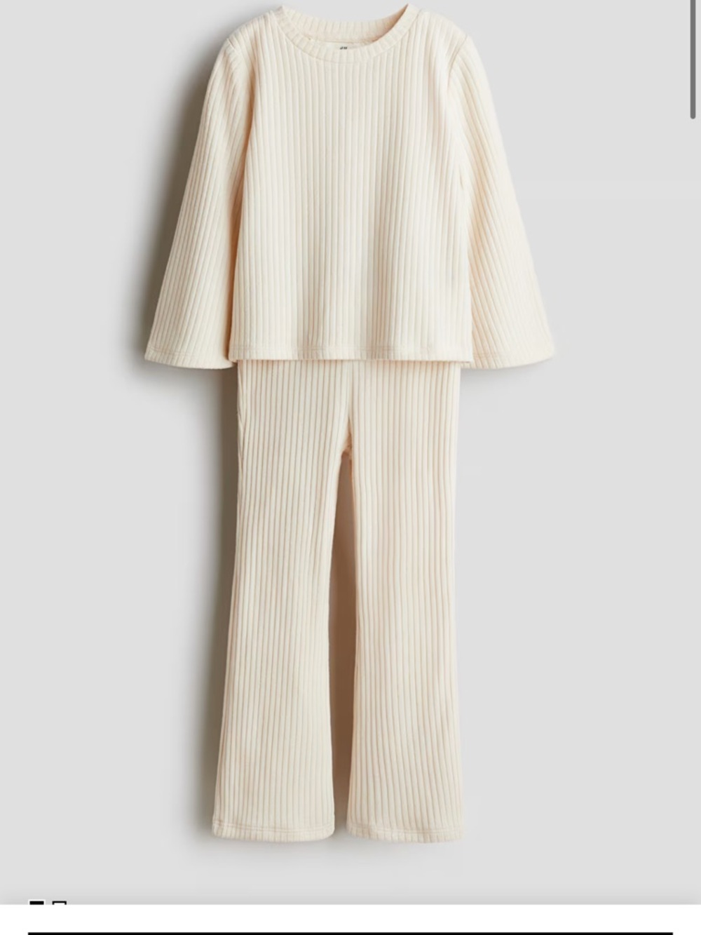 H&M Kids Cream Ribbed Wide-Leg Lounge Set